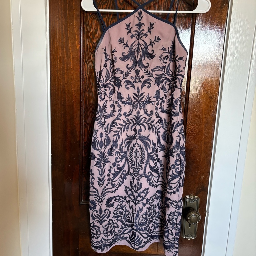 BCBGMaxAzria Purple and Navy Halter Strappy Dress